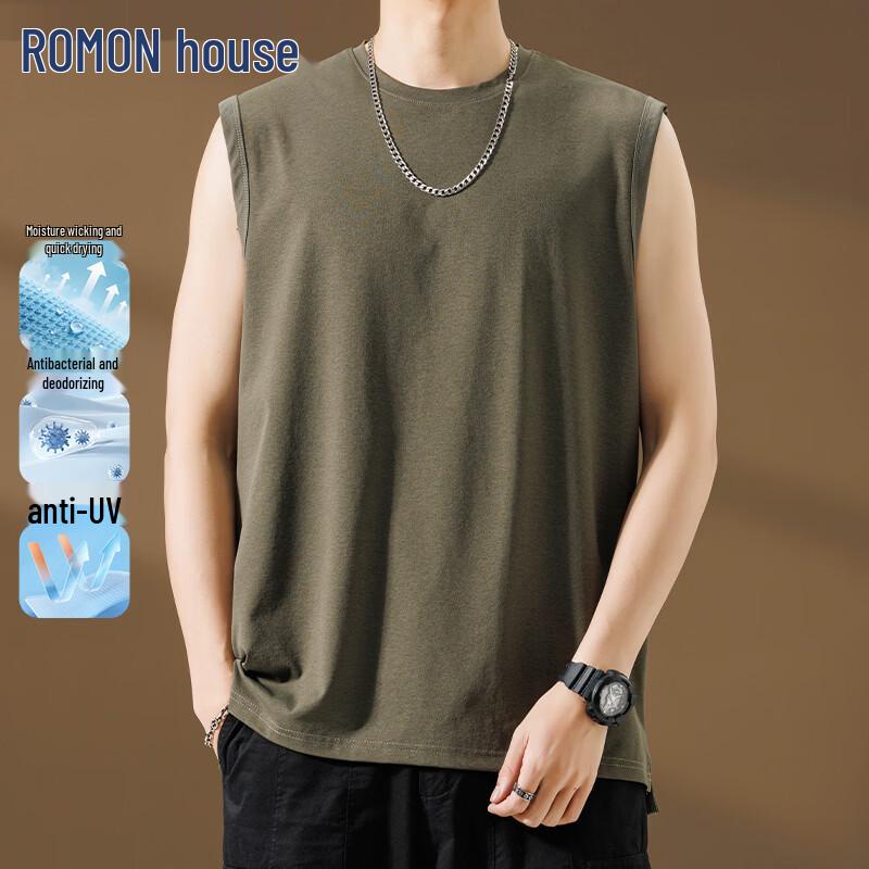 ROMON Men's Antibacterial Odor-proof Sleeveless Fitness Tank Top