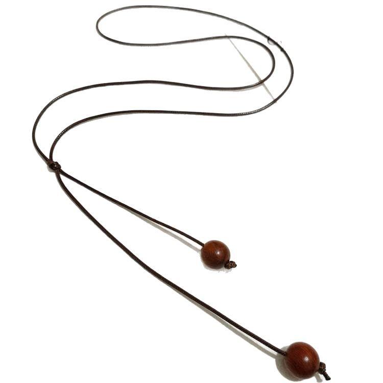 New Chinese Zen Retro Autumn and Winter New Handmade Rope Leaves Long Sweater Chain Versatile Necklace Women