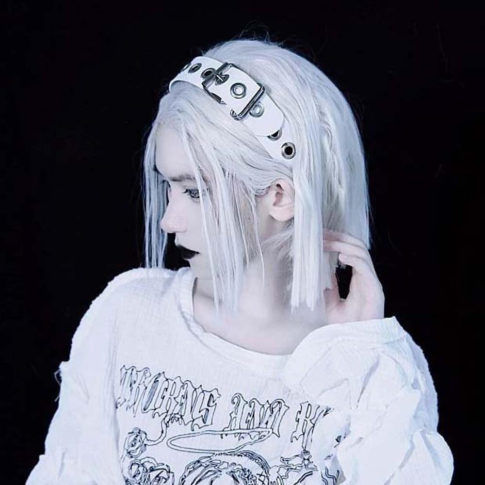 Y2K Steampunk Hair Hoop Rock-inspired Leather Buckle Hairband Subculture Punk Rivet Headband  Girls