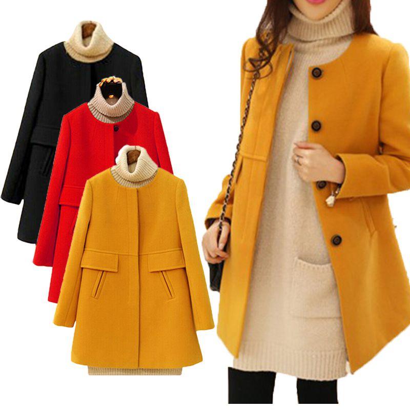 Elegant Women Winter Duffle Coats In Stylish Peacoat Design With Buttons