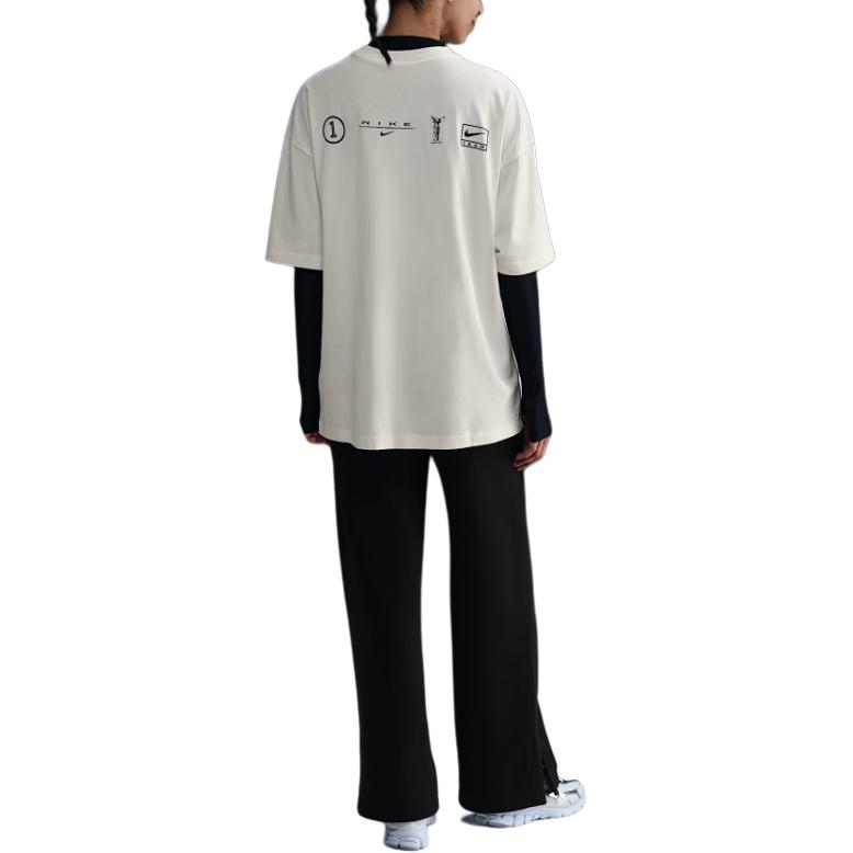 Nike Buchstaben-Print Lockeres Kurzarm-T-Shirt Damen Tops Segelweiß HJ0521-010