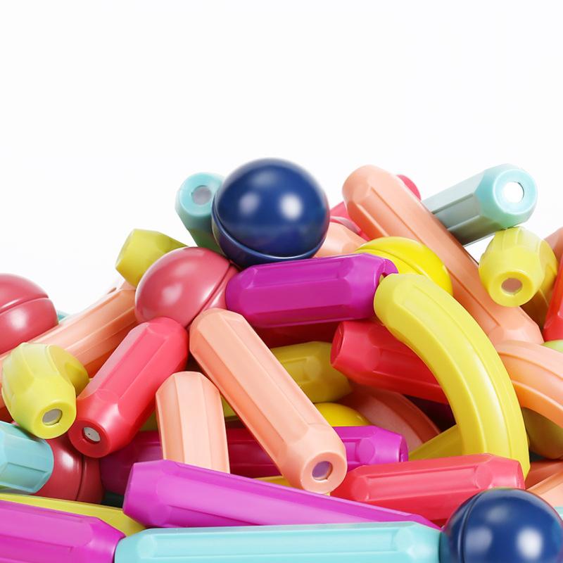 3D DIY Magnetic Rods Building Sticks Balls Blocks Toys Magnet Educational Set for Kids Non-Toxic Building Toy Puzzle With Storage Box Storming Games