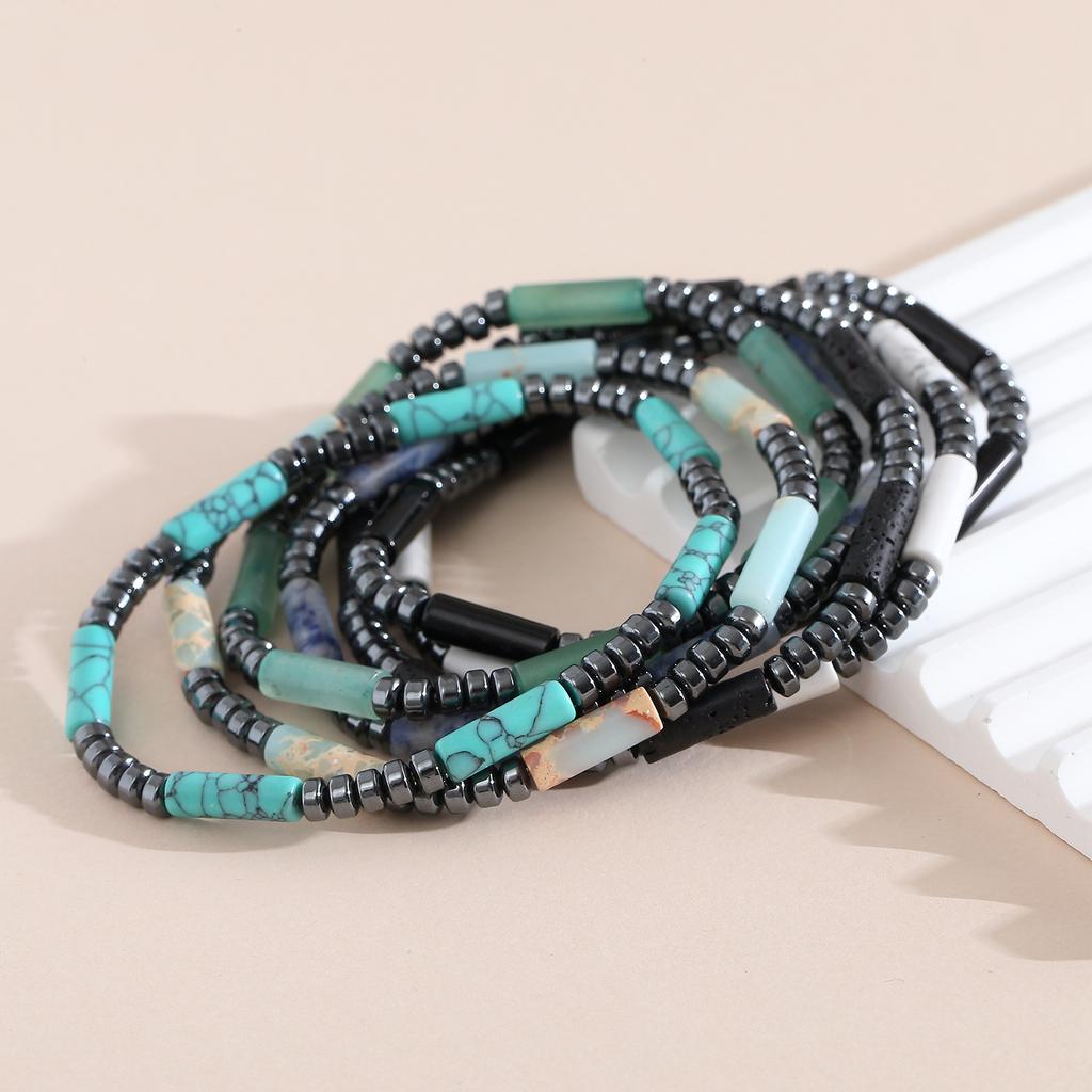 Unisex Hematite Bracelet Irregular Emperor Stone Beaded Jewelry Handmade Elastic Minimalist Energy Gift for Men Women