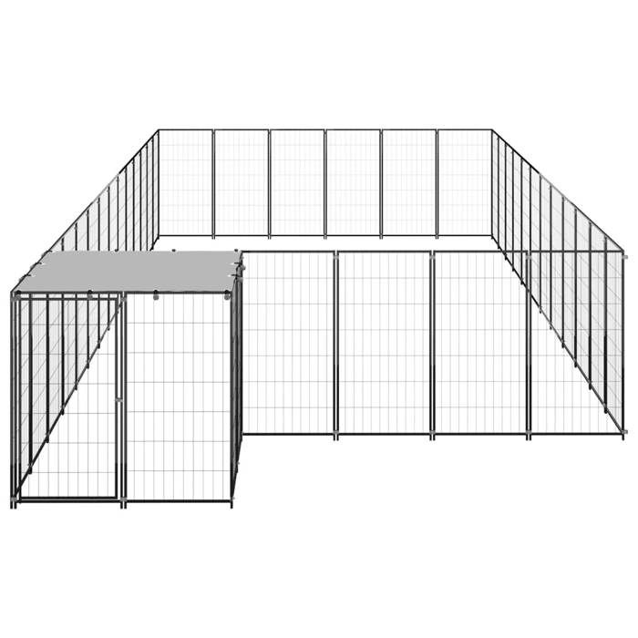 VidaXL Chenil Noir 22,99 m² Acier Enclos pour Chiots Cage Chiens Extérieur 3082216