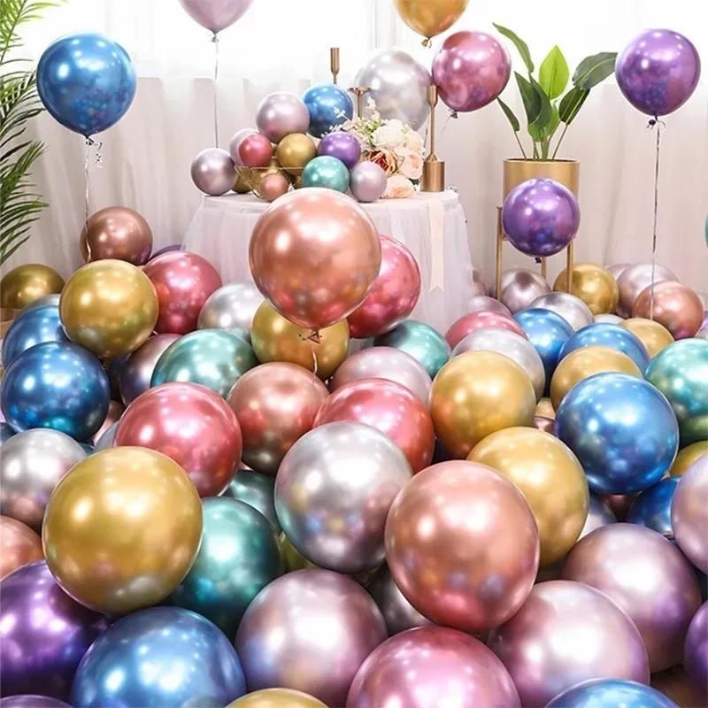 Latex Balloons with Metallic Chrome Finish for Wedding Decorations Birthday Parties Baby Shower Events and Festive Celebrations