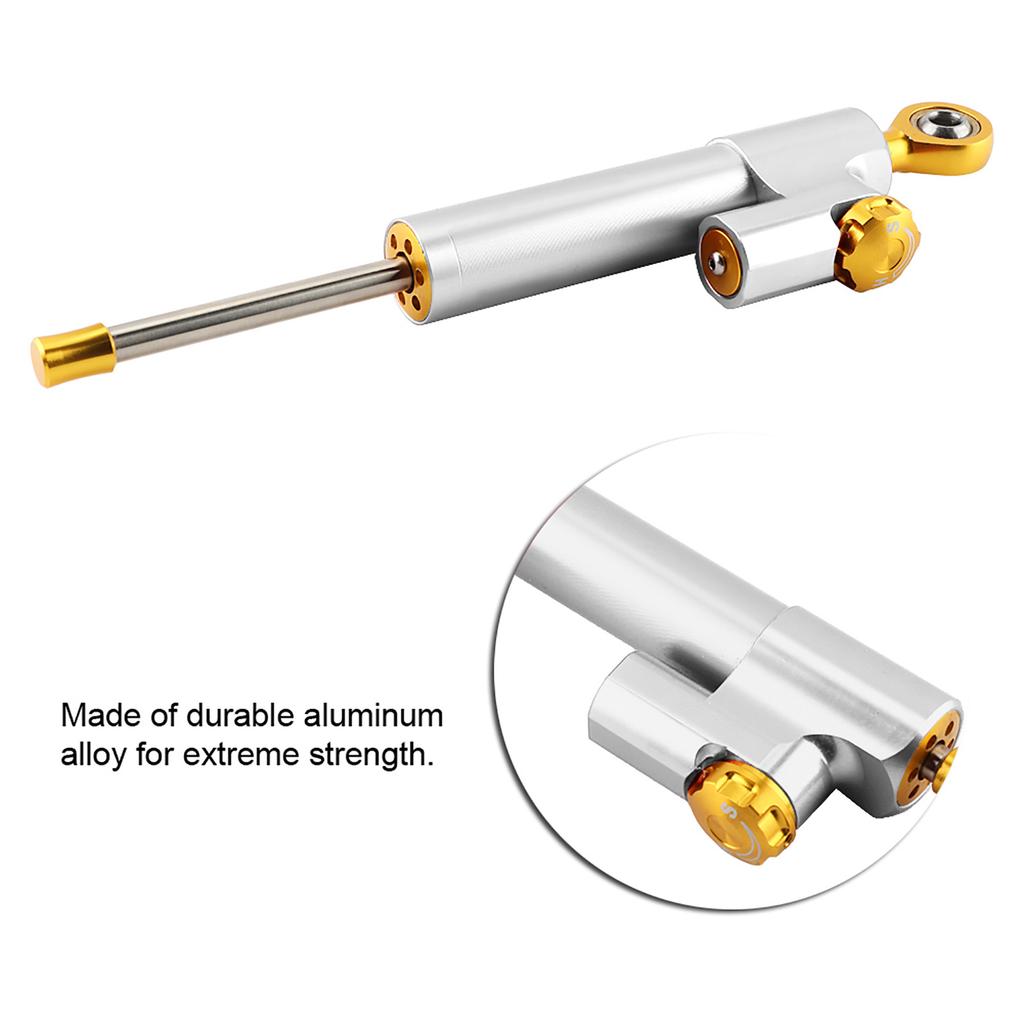 Universal Motorcycle Handlebar Aluminum Alloy Steering Damper Stabilizer Safety Control(Silver)