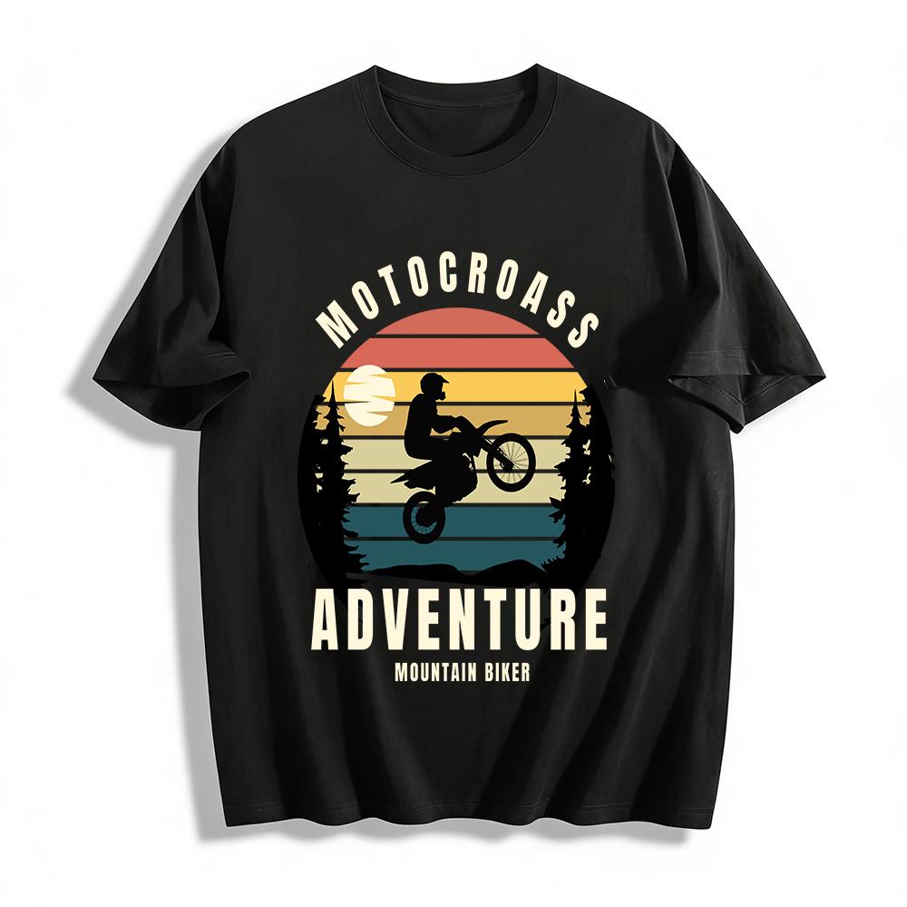 Vintage Motocross Adventure Mountain Biker Graphic Tee Pure cotton T-shirt XXS