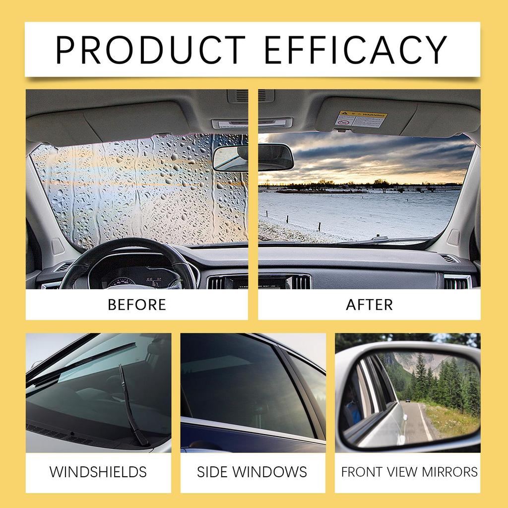 RAYHONG Car Glass Cleaning Brush & Glass Degreaser, Stain Removal & Water Repellent, Windshield Rainproof Cleaner, 120ml
