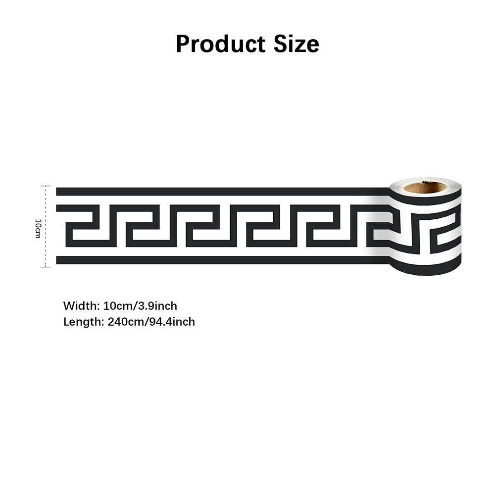 

Водонепроницаемая наклейка на стену с черно-белым меандровым узором для стеклянных дверей и окон