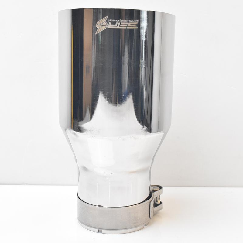1Pc Universal Slashed Stainless Steel Angled Flange Exhaust Pipe Curly Muffler Tip Slash Cut