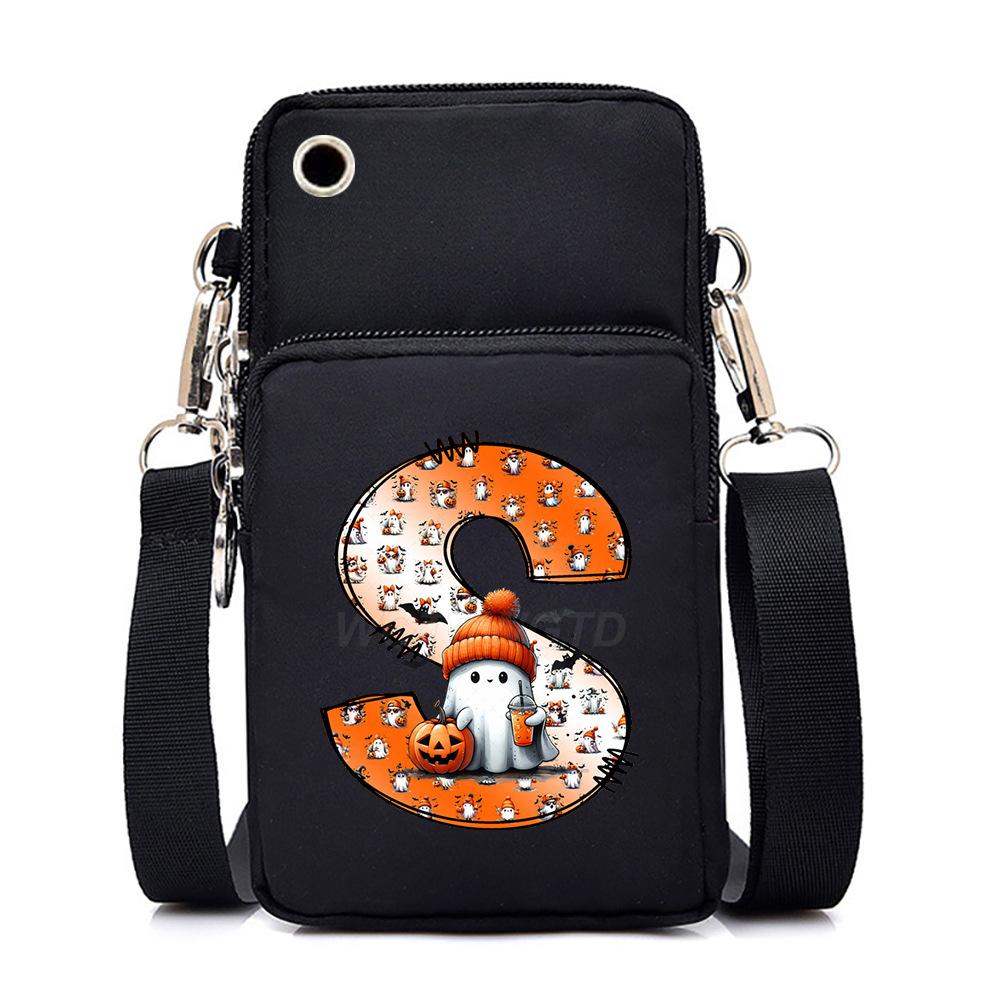 Halloween letter printing trend mobile phone bag vertical square black messenger bag change bag