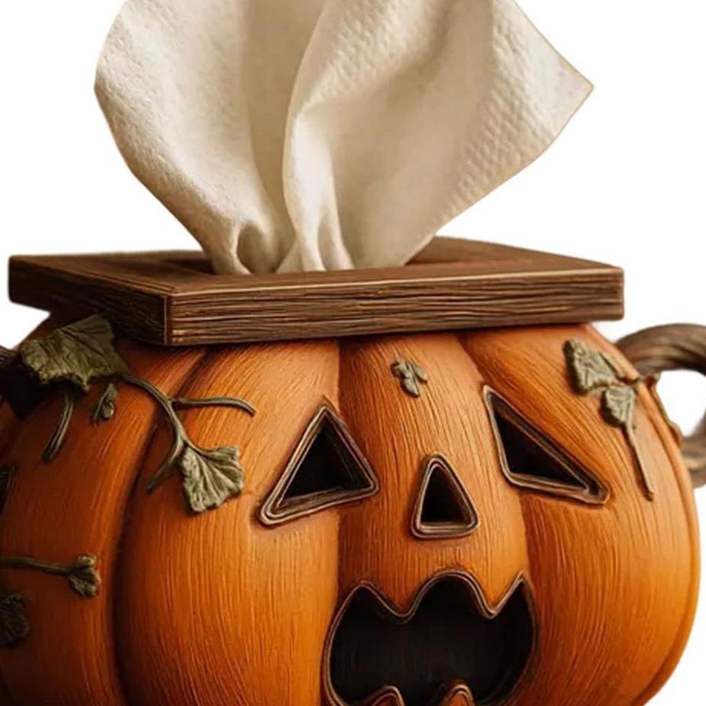 Halloween Kürbis Taschentuchbox Abdeckung Dekorative Harz Serviettenbox Halloween Taschentuchhalter Taschentuchhülle für Halloween Deko