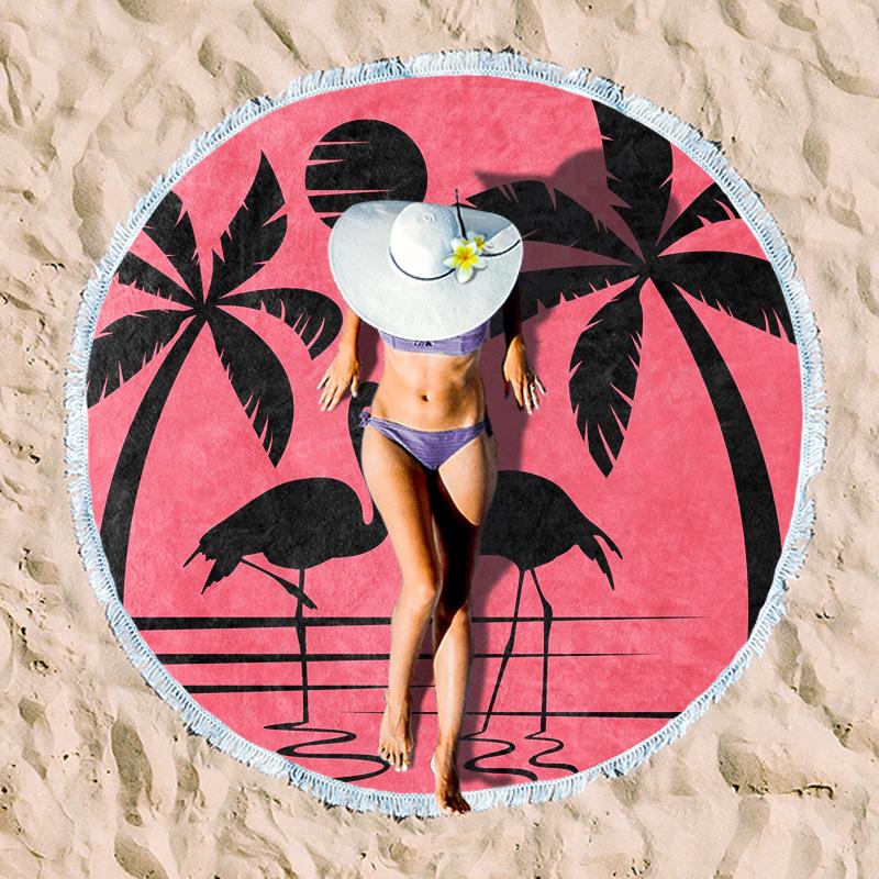 Serviette de Plage Ronde en Fibre Ultra-Fine pour Adultes - Personnalisable, Serviette de Sport et de Bain Absorbante