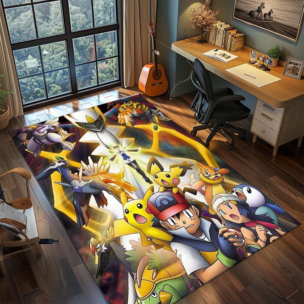 Pokemon Anime Rug Carpet Large Area Rug Non Slip Washable Floor Mat Gamer Room Bedroom Home Decor -QJY