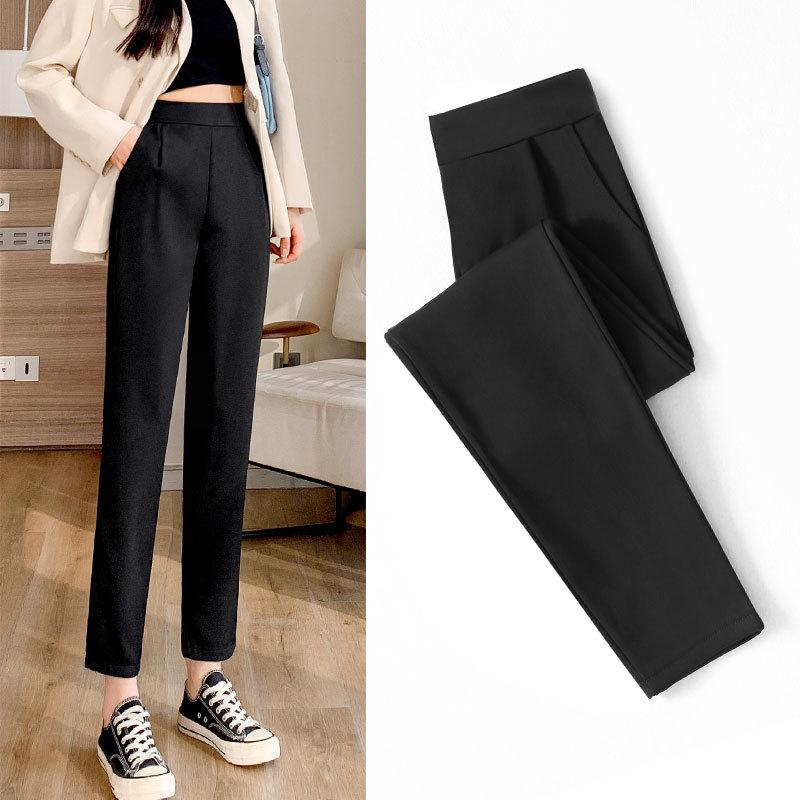 Suit Pants Women's Pants Black Pipe Pants Summer Thin Harlan Pants Pendant Feeling Small Nine-point Casual Pants