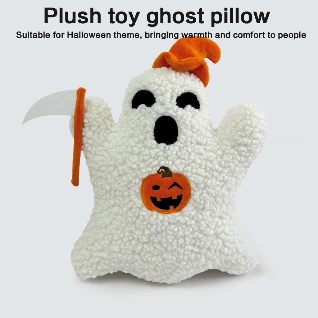 Spooky Ghost Plush Toy Pumpkin Pillow Cushion for Children's Halloween Decoration and Birthday Christmas Gift