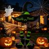 Rustic Halloween Sign Witch Hat Boot Sign, Hanging Trick or Treat Wall Decoration Decor for Home Room, Wooden Front Door Hanger Holiday Party, Or