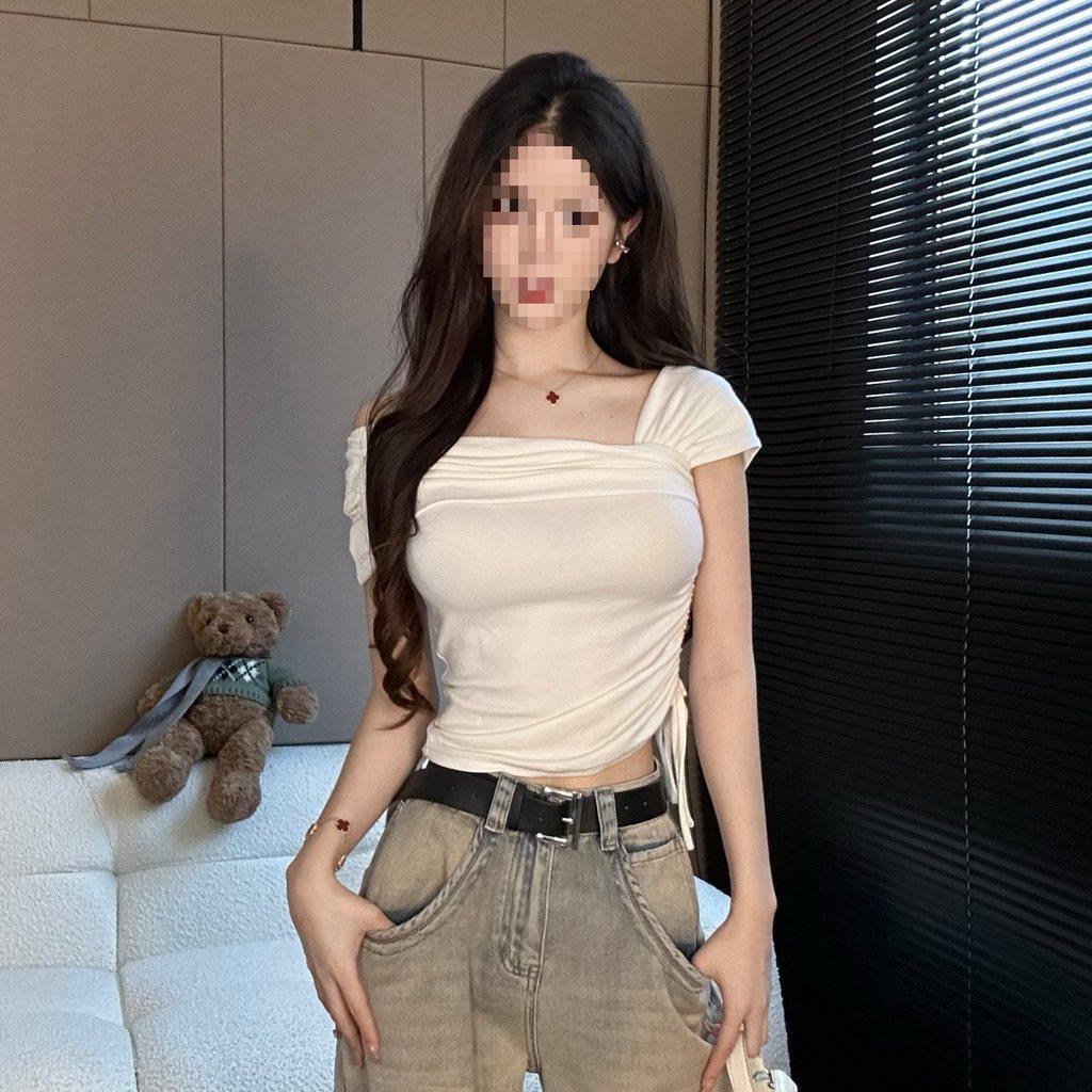 Plain Flat Knit Summer Womens Off Shoulder Top With Embroidery For Casual Wear