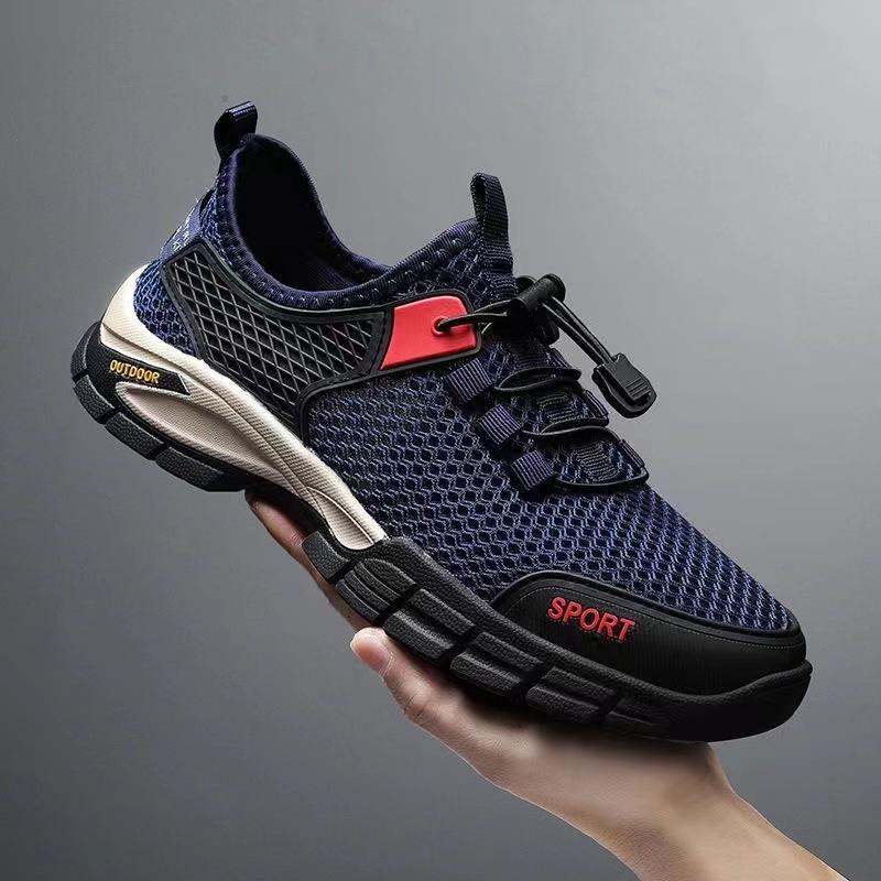 National Trendy Style Men's Shoes Spring Breathable New Mesh Shoes Hollowed Toe Box Soft Bottom Outdoor Hiking Wading Shoes