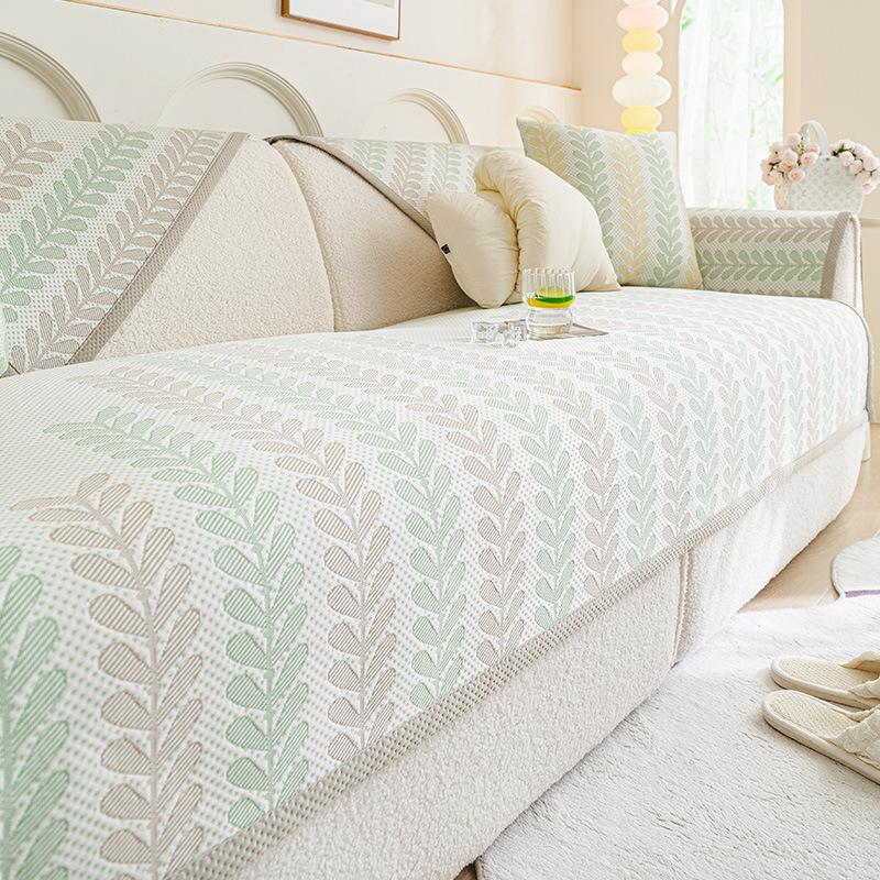 Ice Silk Sofa Cushion, Summer Sofa Mat Cushion  New Fixed Non-Slip Seat Cushion, Summer Advanced Feeling Cover Cloth