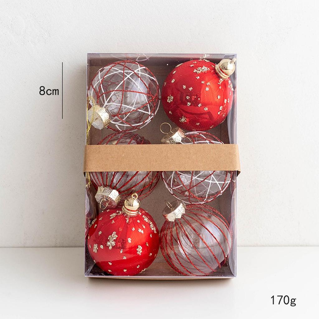 6Pcs Christmas Balls Ornaments DIY Hanging Crafts 8cm Xmas Tree Decor Christmas Pendants for Garland Party Favor Festive Xmas