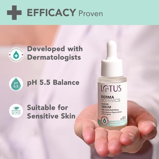 Lotus Herbals Dermabotanics Kojic Acid + Multi Berry Hi-Dose Serum|Reduces Pigmentation & Dark Spots|Calms Redness,28Ml