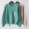 Loose Pullover Vintage Knitwear Solid Color Long Sleeve Autumn Winter Sweater O-Neck Top