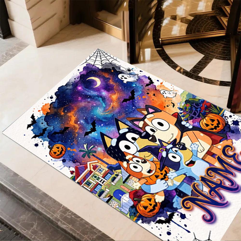 Halloween Friends Trick-or-treat Personalized Text Carpet Suitable for Study Room Foyer Playrooms Entryway Anti-slip Rug Anime Office Decor