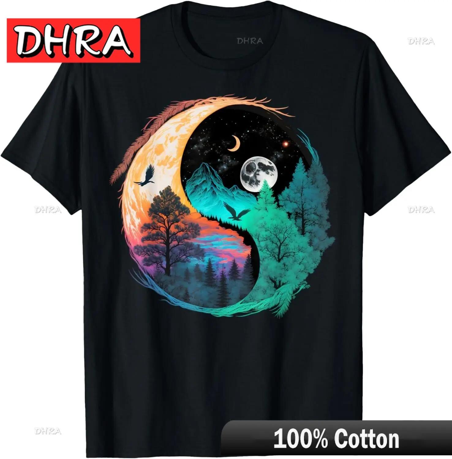 Yin Yang Forest Moon Graphic Tee Unisexs Breathable Cotton Short Sleeve TShirt S