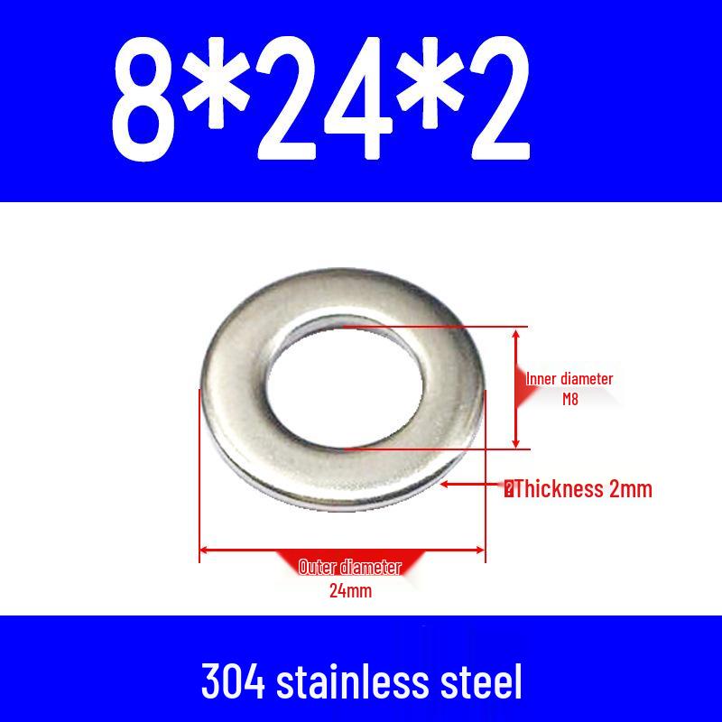 304 Stainless Steel Flat Gasket Washer, Metal Spacer for M2-M20.
