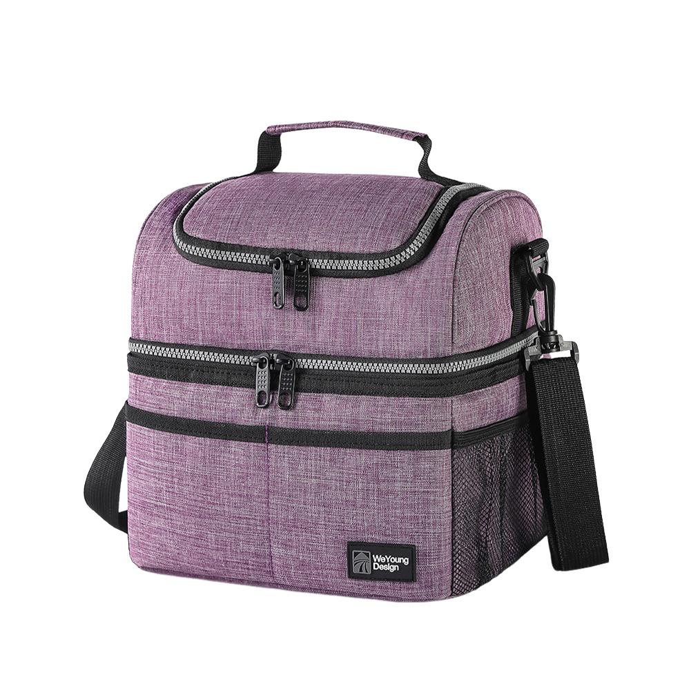 

Insulated Lunch Bag Double Deck Outdoor Picnic Bag Portable Thermal Lunch Bag for Work Camping Hiking Beach Picnic фіолетовий