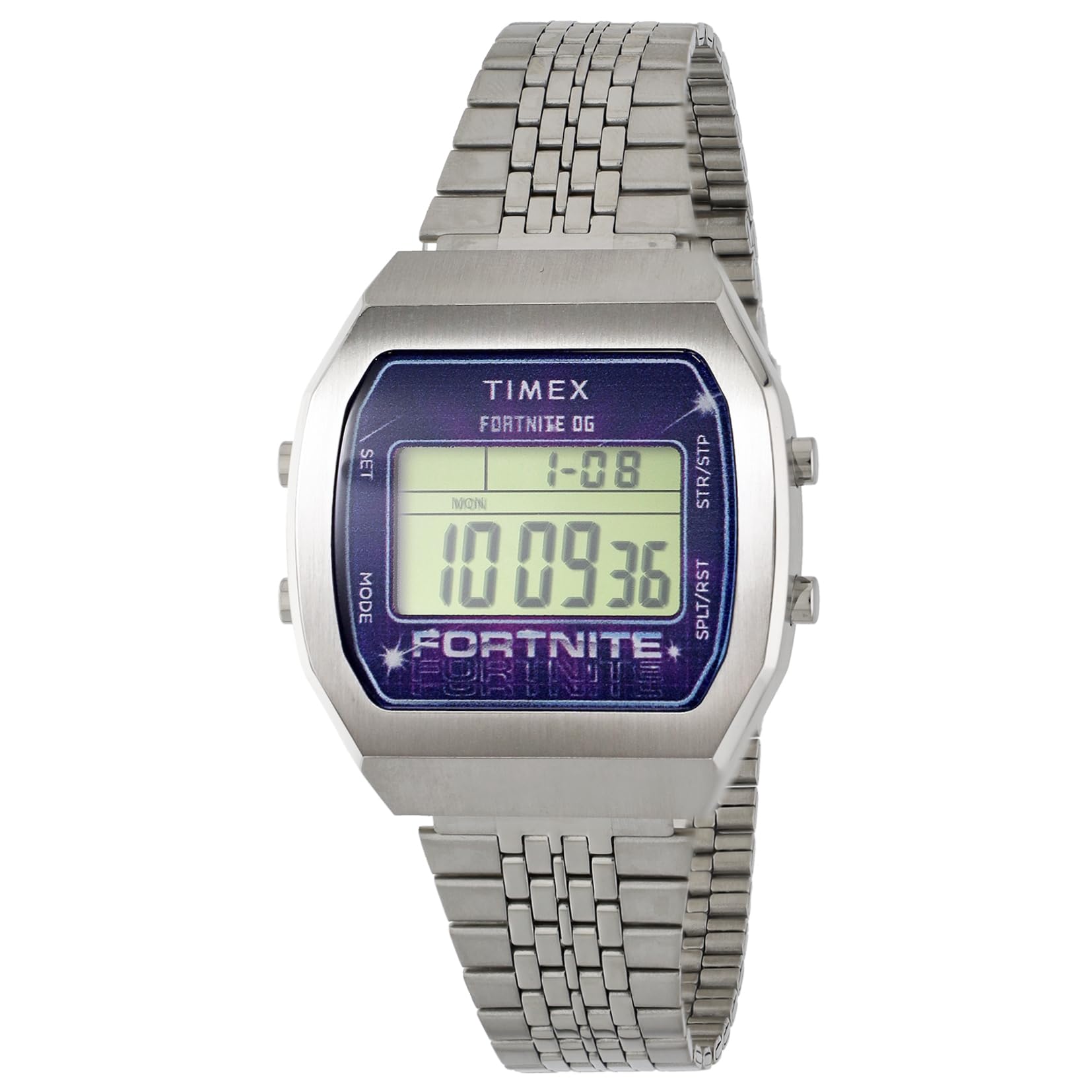 TIMEX x Fortnite Цифровые 3 АТМ Водонепроницаемые Пластиковые с Цифровым Дисплеем Унисекс Часы, Ударопрочные, Циферблат, TW2Y46100