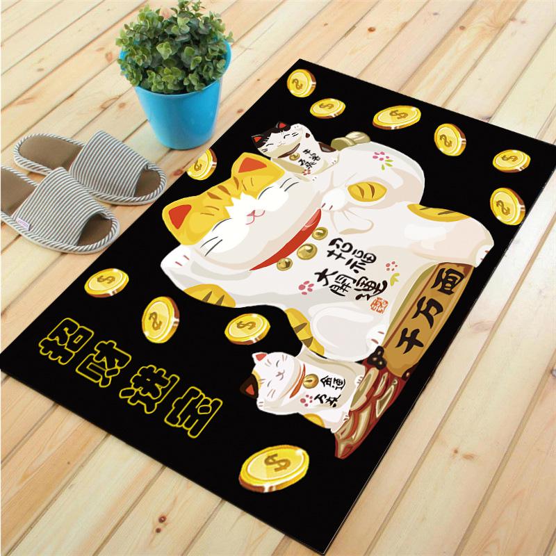 Fortune Cat Floor Mat Living Room Carpet Decor Kitchen Bedroom Doormat  Footpad