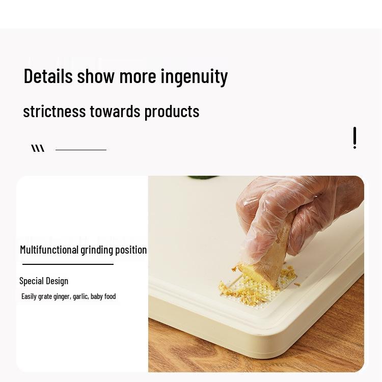 Wenge Wood Grain Double-Sided Cutting Board with Stand and Sharpening Stone, Mold-Resistant Plastic Back