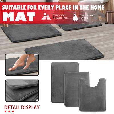 Bathroom Carpet Toilet Cushion Cover Microfiber Absorbent Non-Slip Mat Three-piece Set=U-shaped 40*60cm+50*50cm U+50*80cm