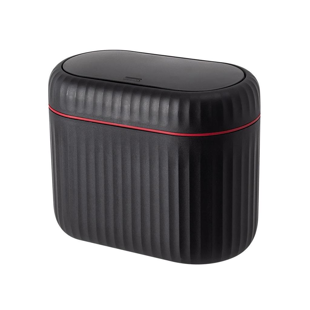 New 25L Portable Car Trash Can with Bullet Cover - Hanging & Desktop Wastebasket