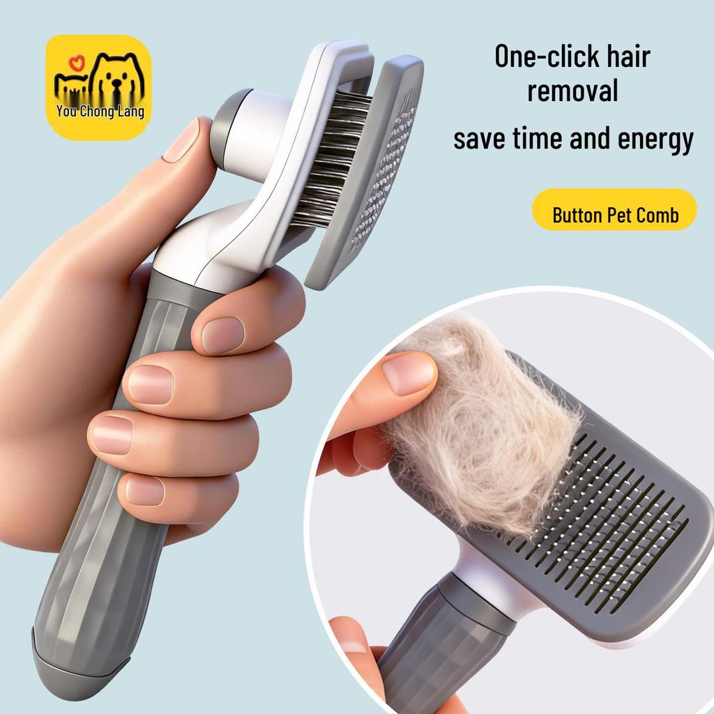 Pet Grooming Comb: Detangling Brush for Dogs and Cats, Removes Loose Hair.