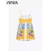 Zaprha 2025 New Arrival Sweet Sexy Pure Desire Fruit Printed Poplin Sling Dress Slim Looking 3455341