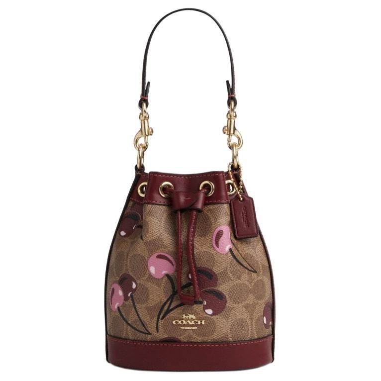 Coach Artificial Leather Bucket Bag, One Shoulder Handbag Mini Women's Brown & Multicolor CY738-IMTAM