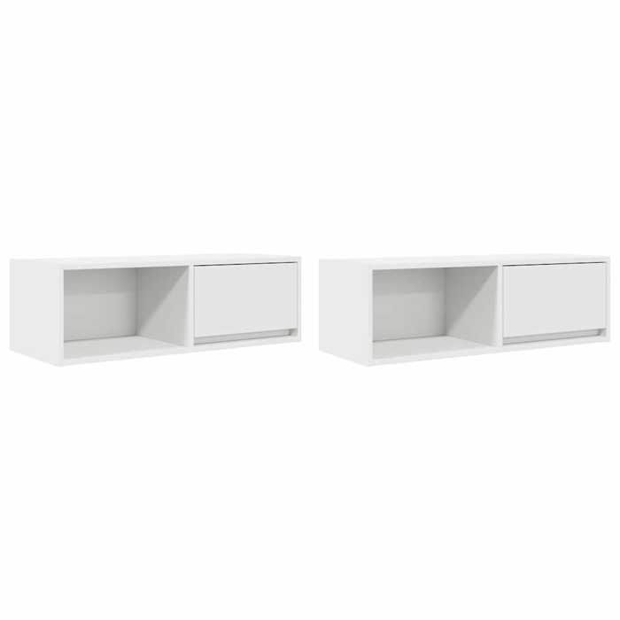 VidaXL TV Furniture 2 Pcs White 80x31x25.5 Cm Engineered Wood, TV Stand, Hi-fi Cabinet, Entertainment Center, TV Buffet, 861455