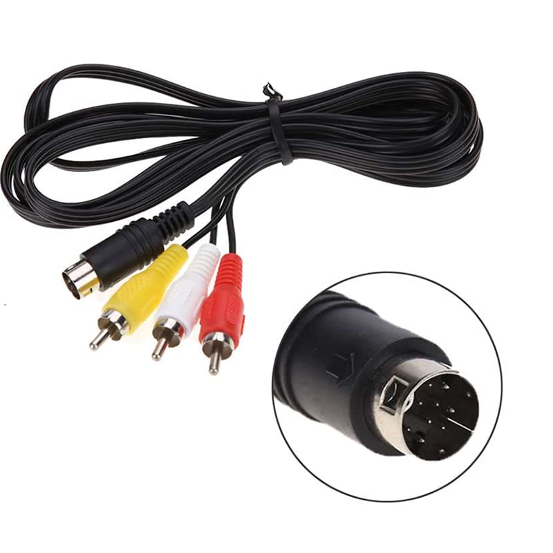 2023 9 Pin 3RCA Audio Video AV Black Cable Adapter Cord Wire for Sega Genesis 2 3