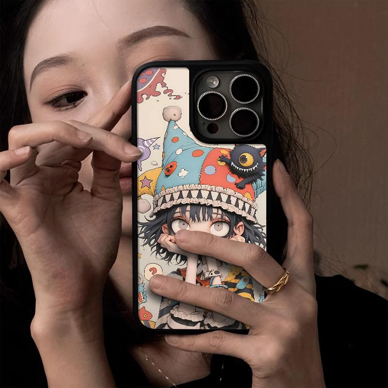 Two-dimensional Cartoon Illustration Clown Girl Apple Painted Mobile Phone Case iPhone17promax Matte Case