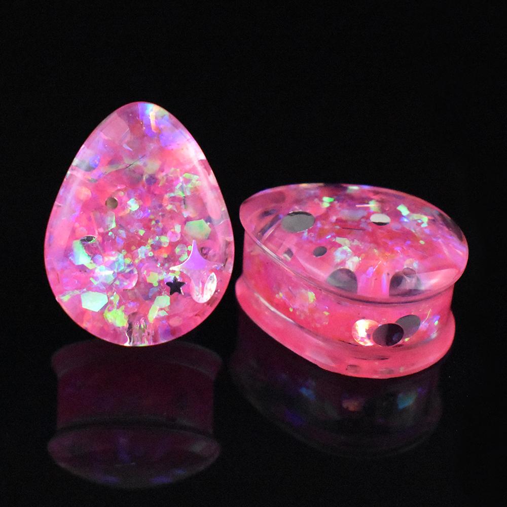 

Пара блестящих акриловых тоннелей-плагов каплевидной формы 8-50 мм, расширители для ушей, украшения для пирсинга тела 8mm розовый