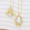Personalized Light Luxury Copper Plated With Pearls, Heart-Shaped Love Bee Flower Necklace Pendant Accessories
