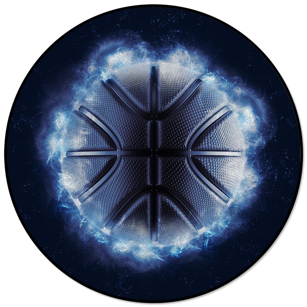 Living Room Bedroom Floor Mats Kids Room Area Rug Basketball Ball Retro Striped Print Round Rug