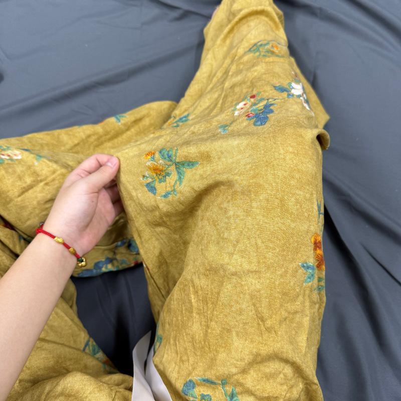 Three Sizes Women's Cotton Silk Wide-Leg Rayon Pants - Spring/Summer Breathable, Plus Size Casual Home Sleepwear