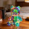 Iridescent Teddy Bear Lamp Prismatic Holographic Bear Figurine LED Night Light for Bedroom Decor Valentines Day Gift