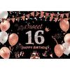 Sparkling Diamond Theme 16th Birthday Party Banner Shooting Background, Sweet Pink Balloon Banner Photography Studio Background16