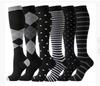 6 Pairs Mid Calf Compression Socks Sports Hiking Basketball Office Worker Calf Protection Stockings Varicose Vein Nurse Socks
