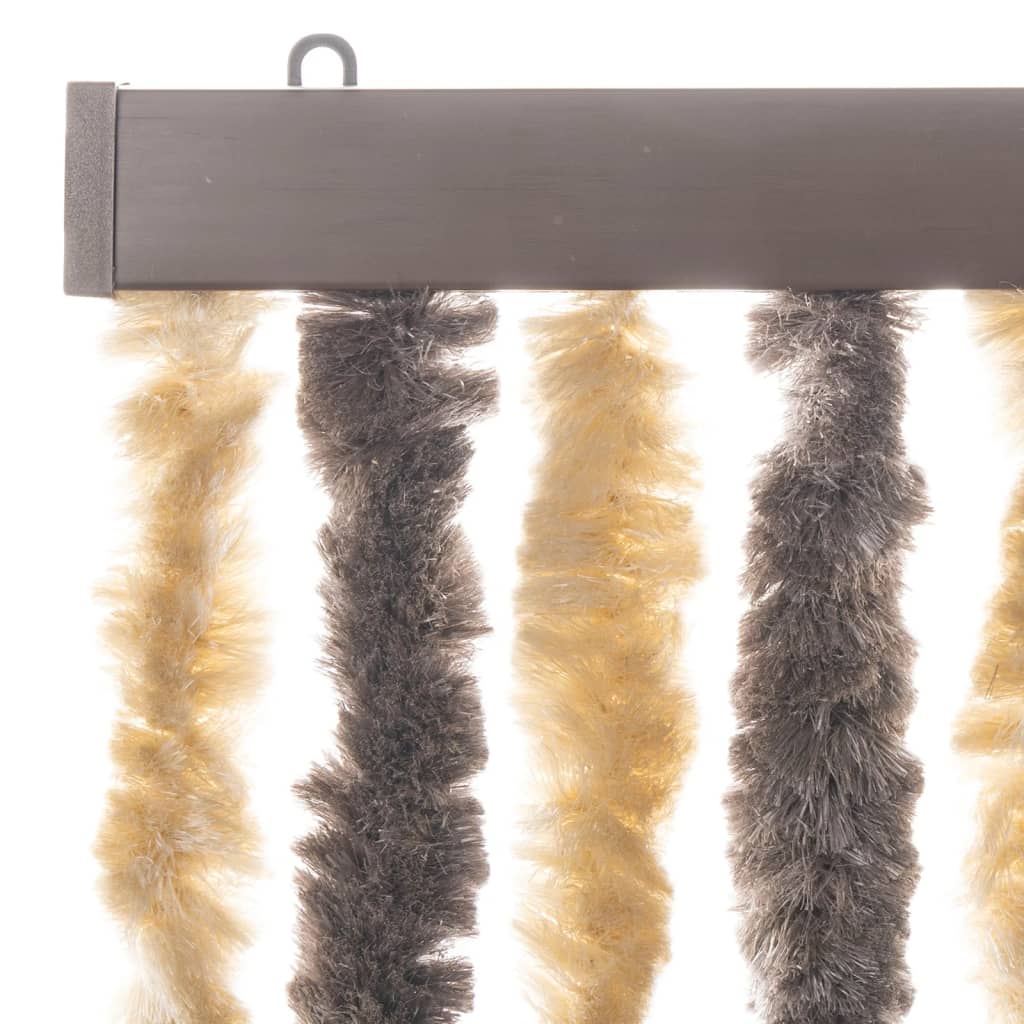 Fly Screen Curtain Dark Brown and Beige 90 x 200 cm Chenille